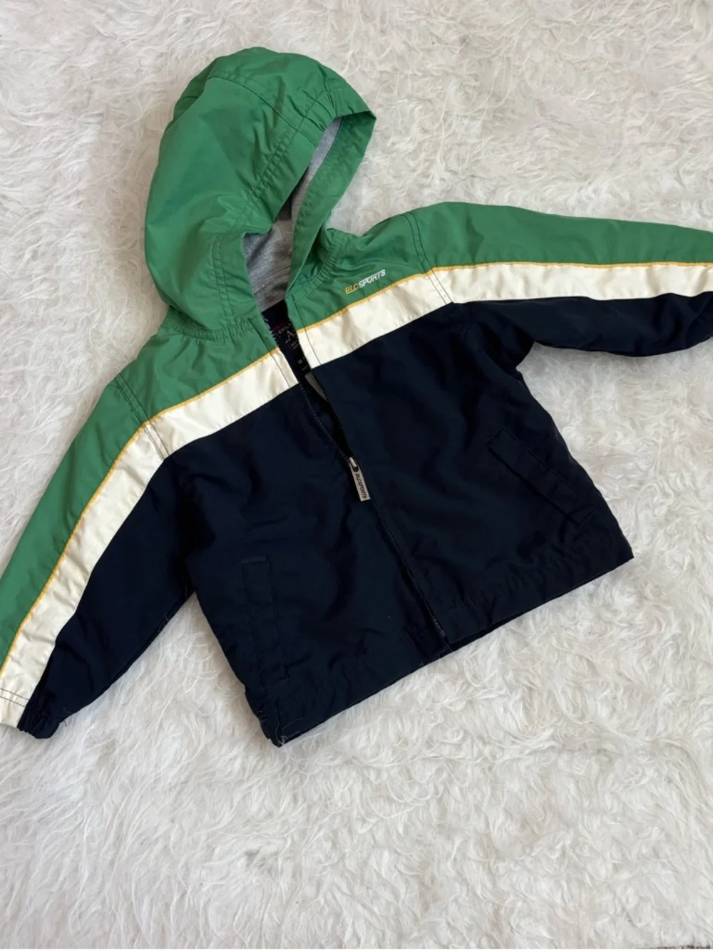 The Children's Place Green & Navy Hooded Spring Windbreaker/Rain Jacket
